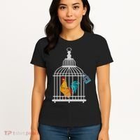 Red Rooster Cock Male Chastity Chicken In Cage Women's T-Shirt thumb 4