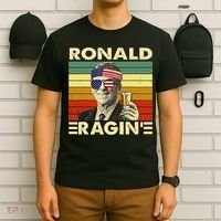 Ronald Ragin Drinking President Vintage Retro American Flag T-Shirt thumb 6