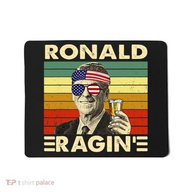 Ronald Ragin Drinking President Vintage Retro American Flag Mousepad