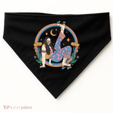 Retro Roller Disco Girl USA-Made Doggie Bandana
