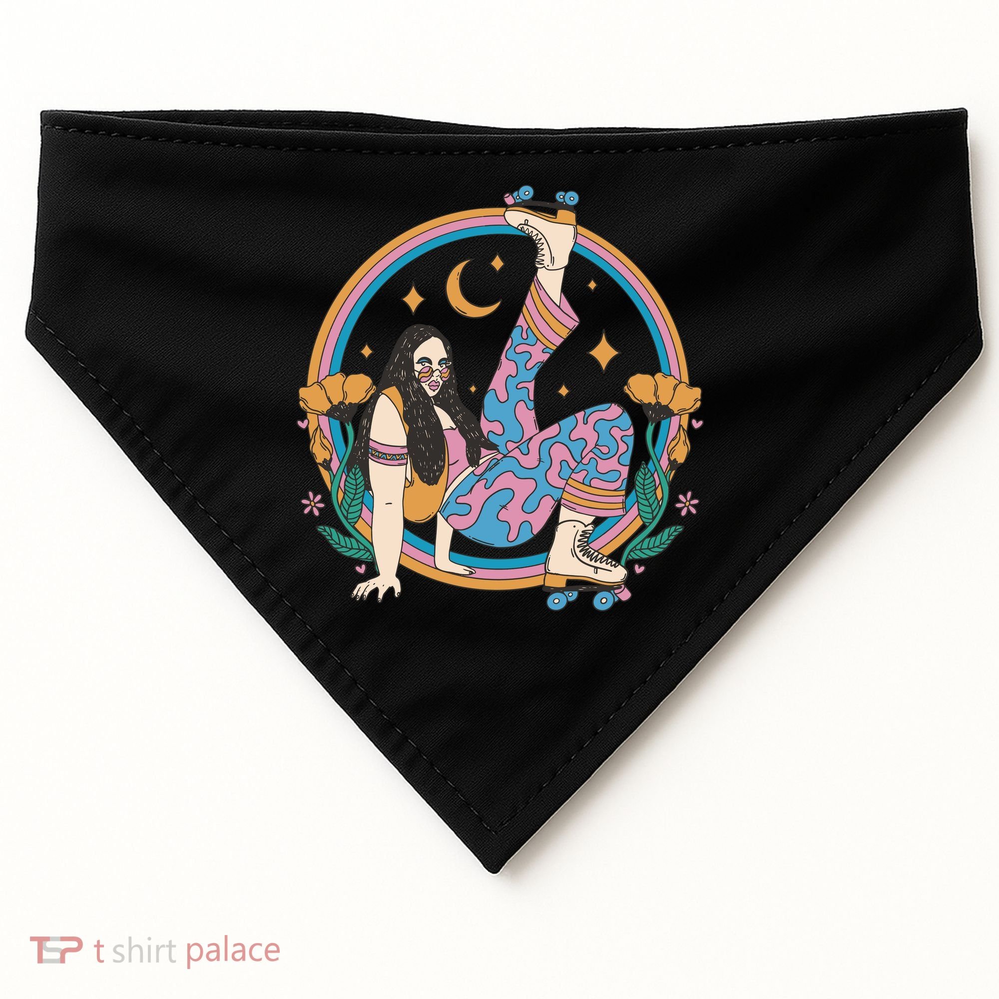 Retro Roller Disco Girl USA-Made Doggie Bandana