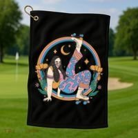 Retro Roller Disco Girl Golf Towel thumb 1