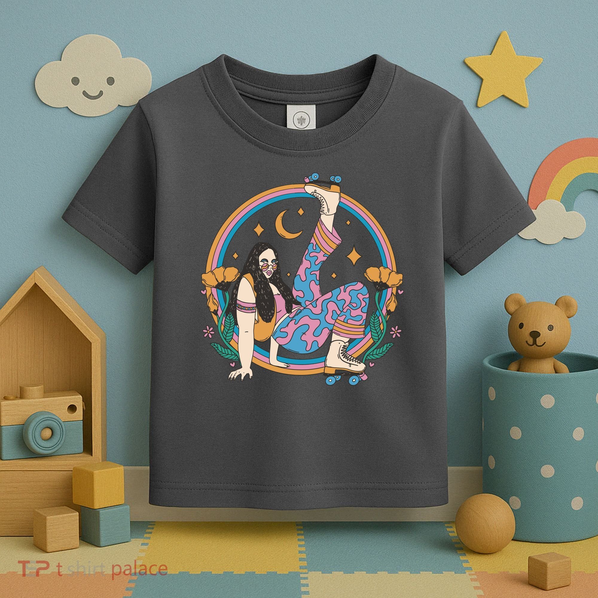 Retro Roller Disco Girl Toddler T-Shirt