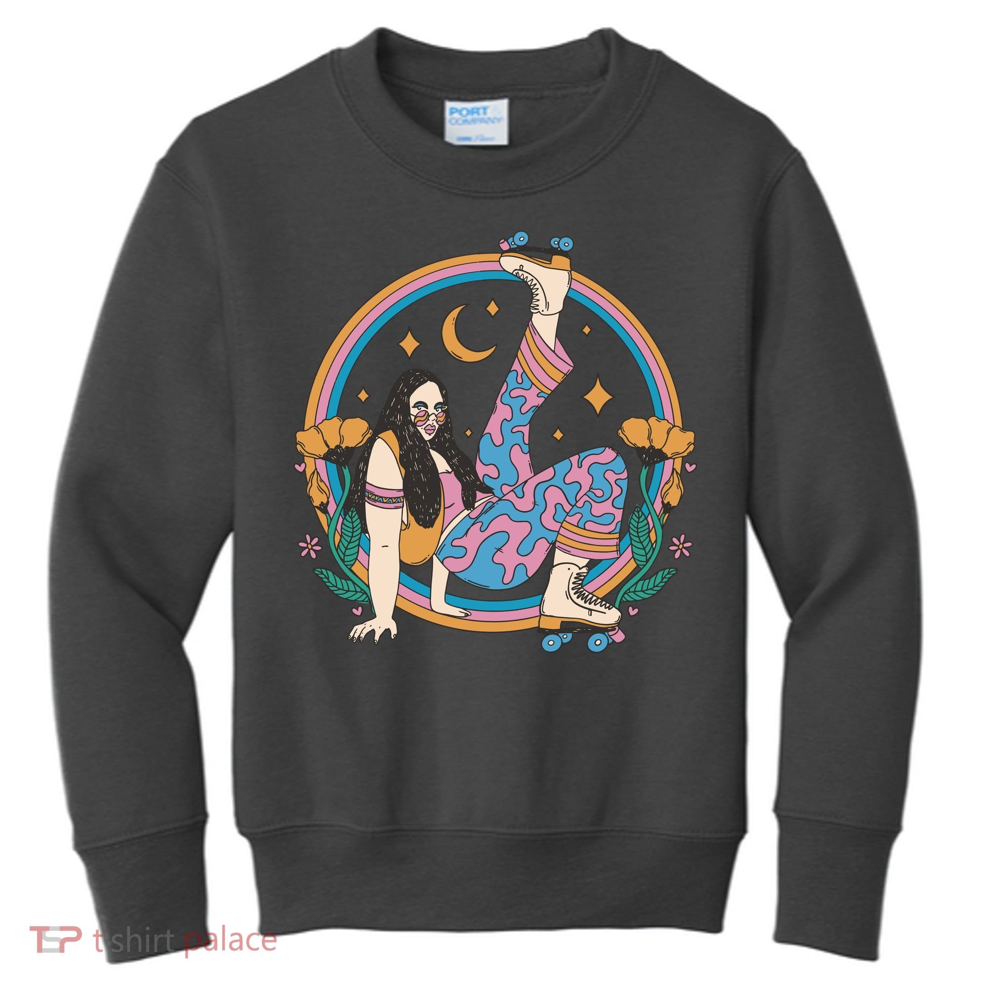 Retro Roller Disco Girl Kids Sweatshirt