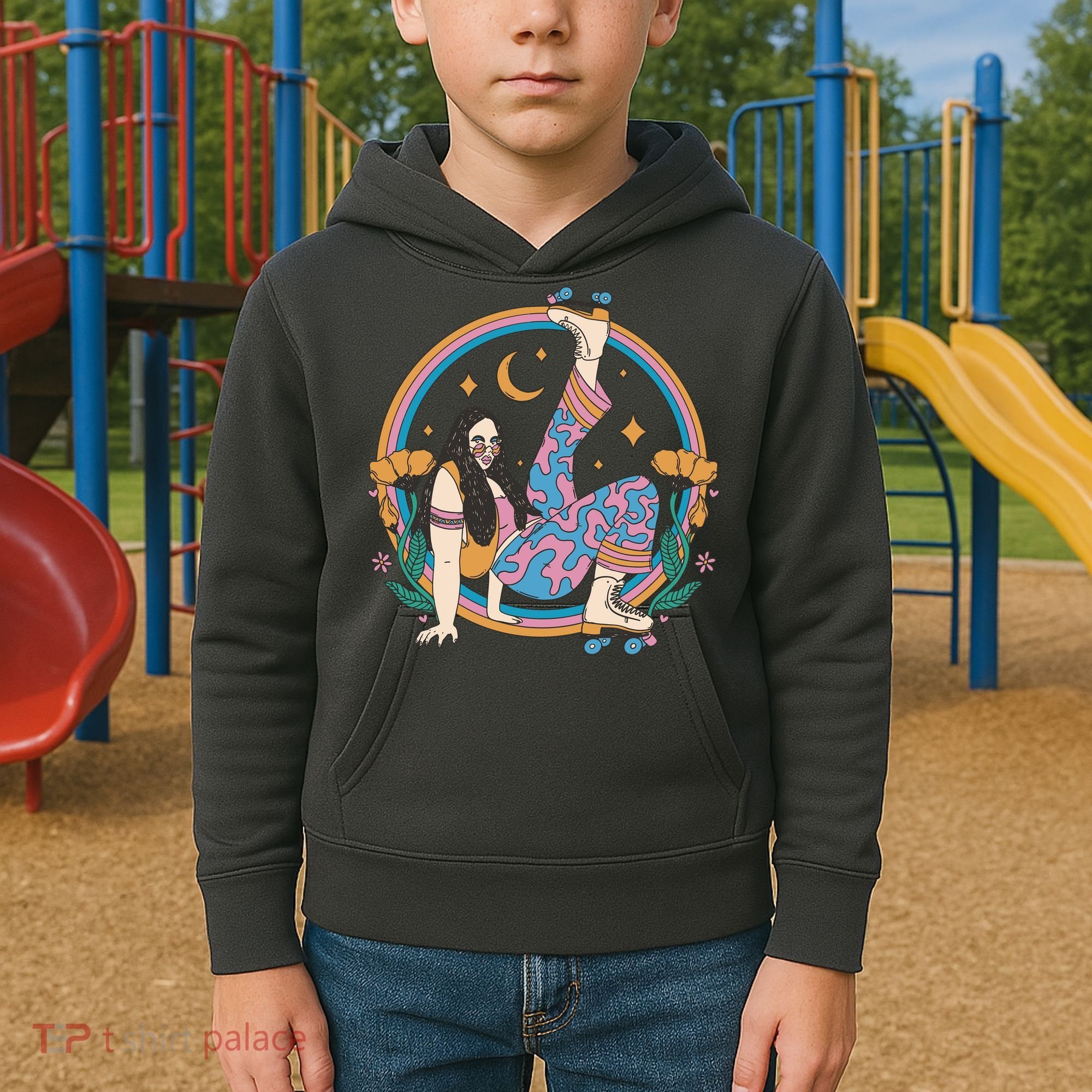 Retro Roller Disco Girl Kids Hoodie