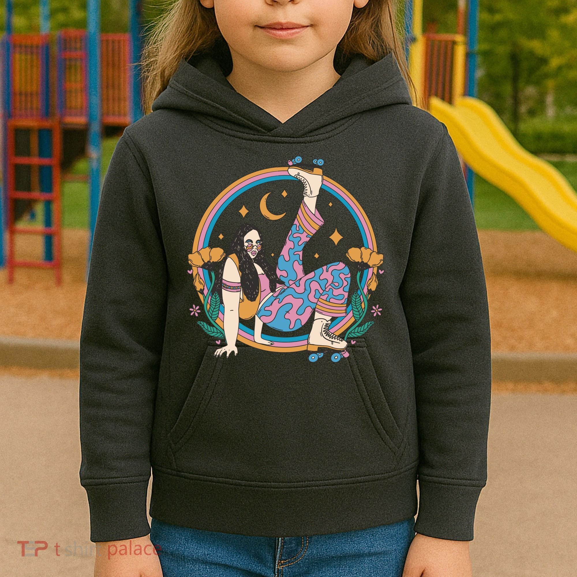 Retro Roller Disco Girl Kids Hoodie