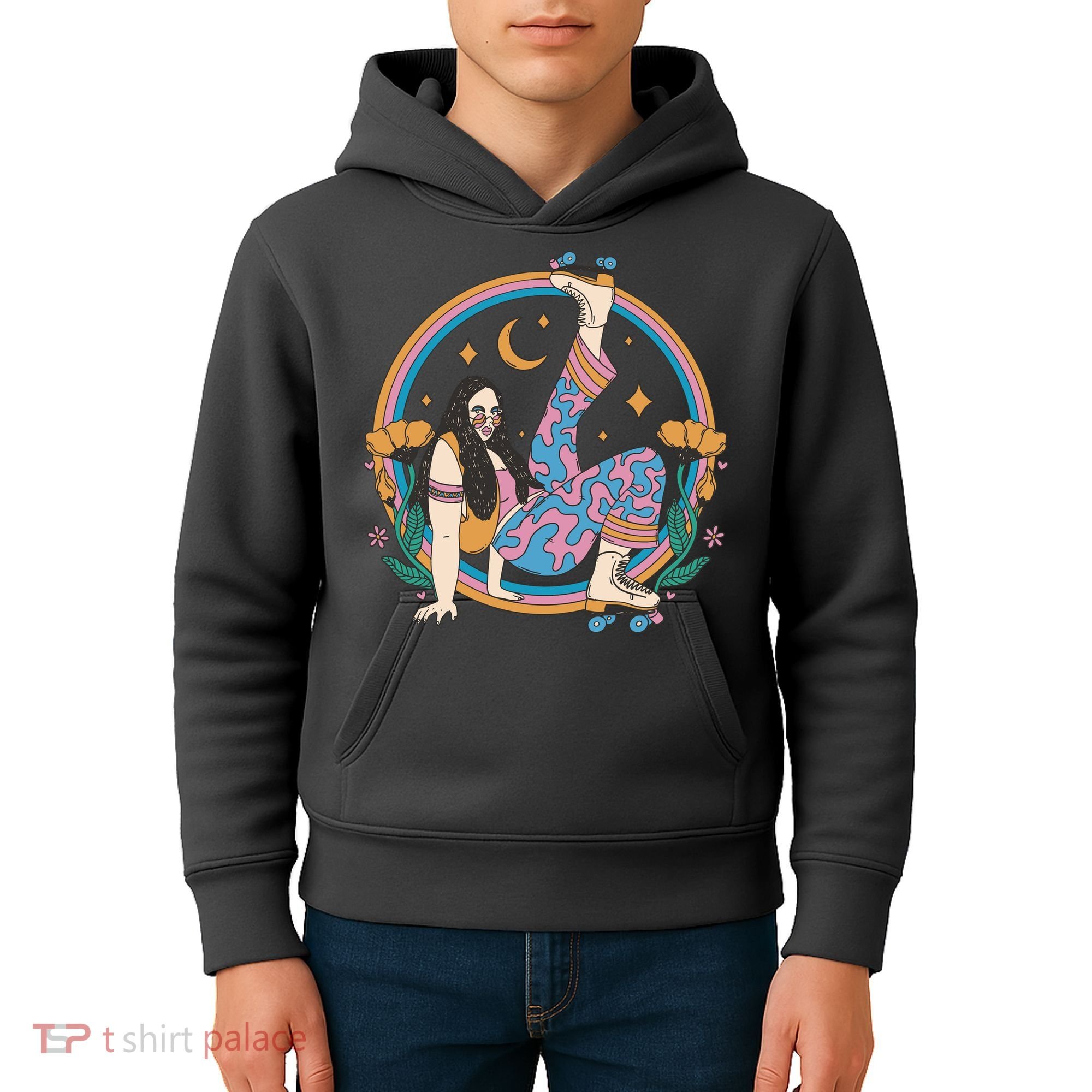 Retro Roller Disco Girl Kids Hoodie