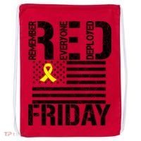R.E.D. Remember Everyone Deployed Red Friday Drawstring Bag thumb 0
