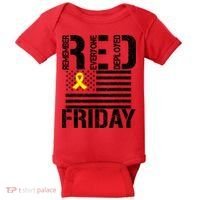R.E.D. Remember Everyone Deployed Red Friday Baby Bodysuit thumb 0