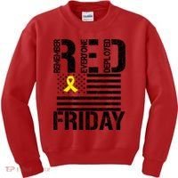 R.E.D. Remember Everyone Deployed Red Friday Kids Sweatshirt thumb 0