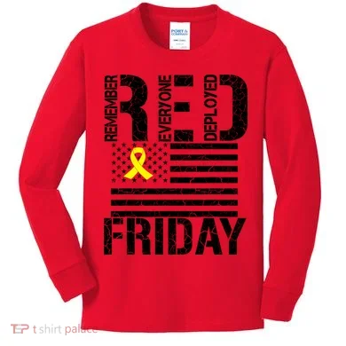R.E.D. Remember Everyone Deployed Red Friday Kids Long Sleeve Shirt
