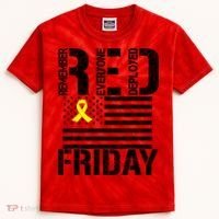 R.E.D. Remember Everyone Deployed Red Friday Kids Tie-Dye T-Shirt thumb 0