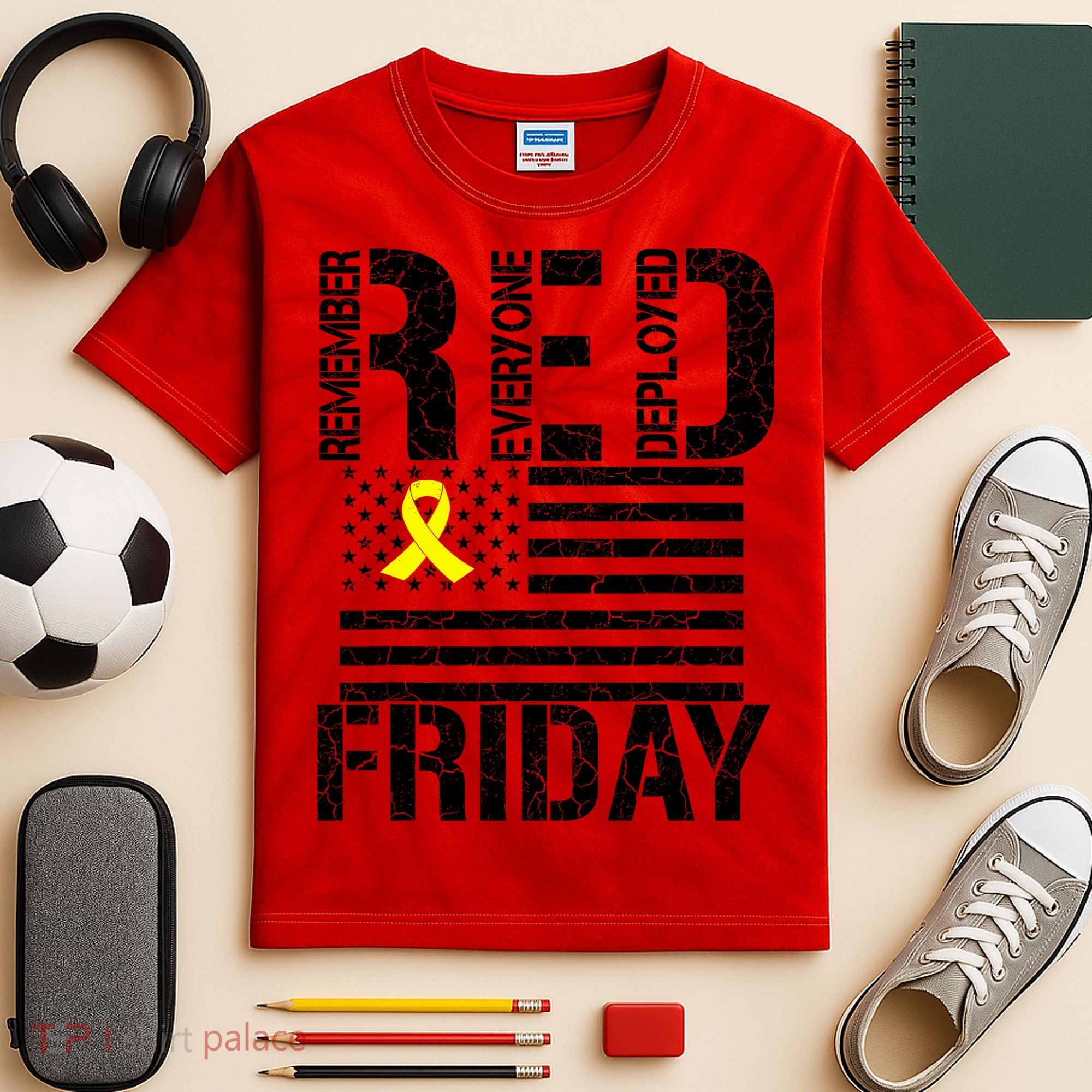R.E.D. Remember Everyone Deployed Red Friday Kids Tie-Dye T-Shirt