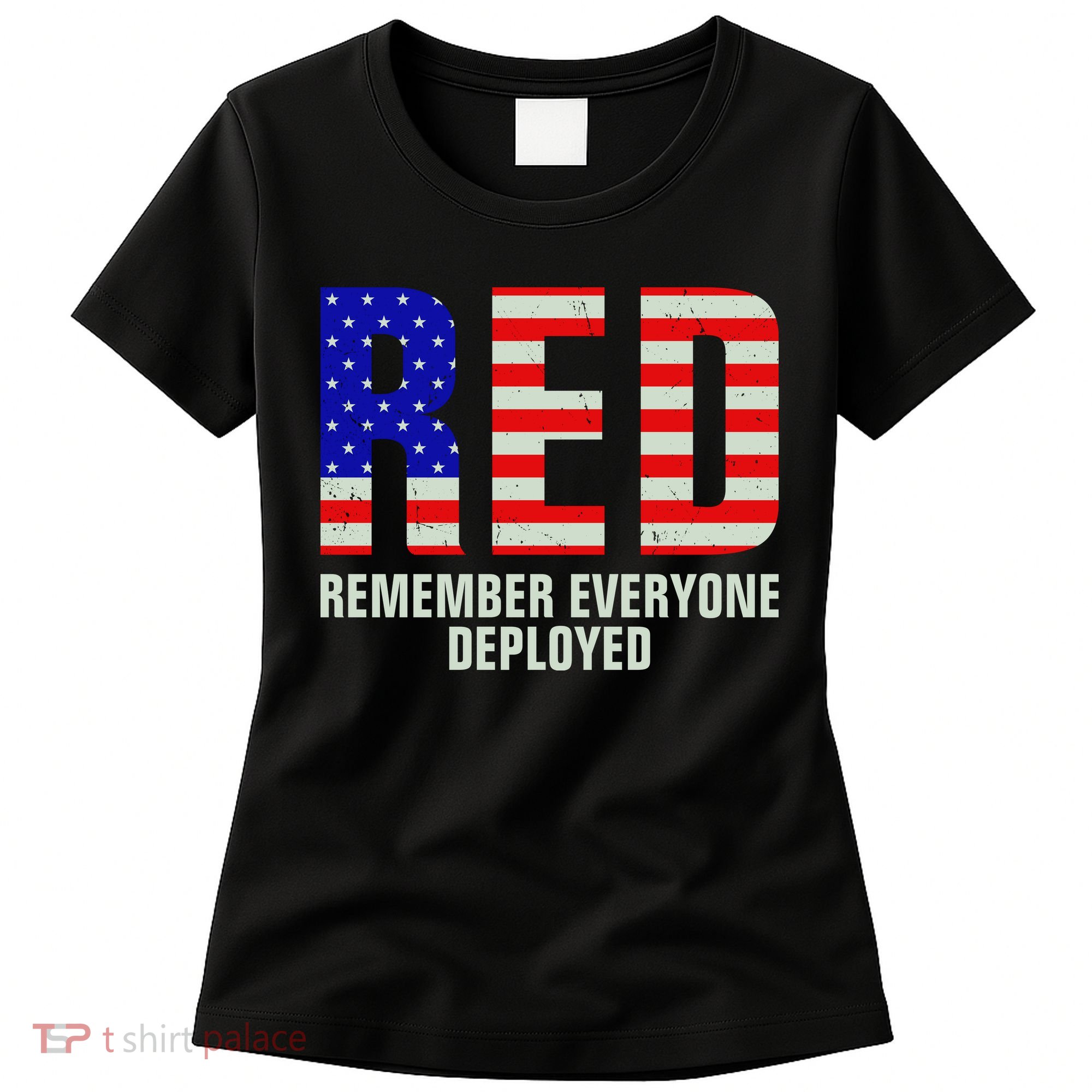 RED Remember Everyone Deployed Grunge Flag Women's T-Shirt