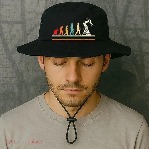 Robot Robotics Engineer Retro Vintage Bucket Hat