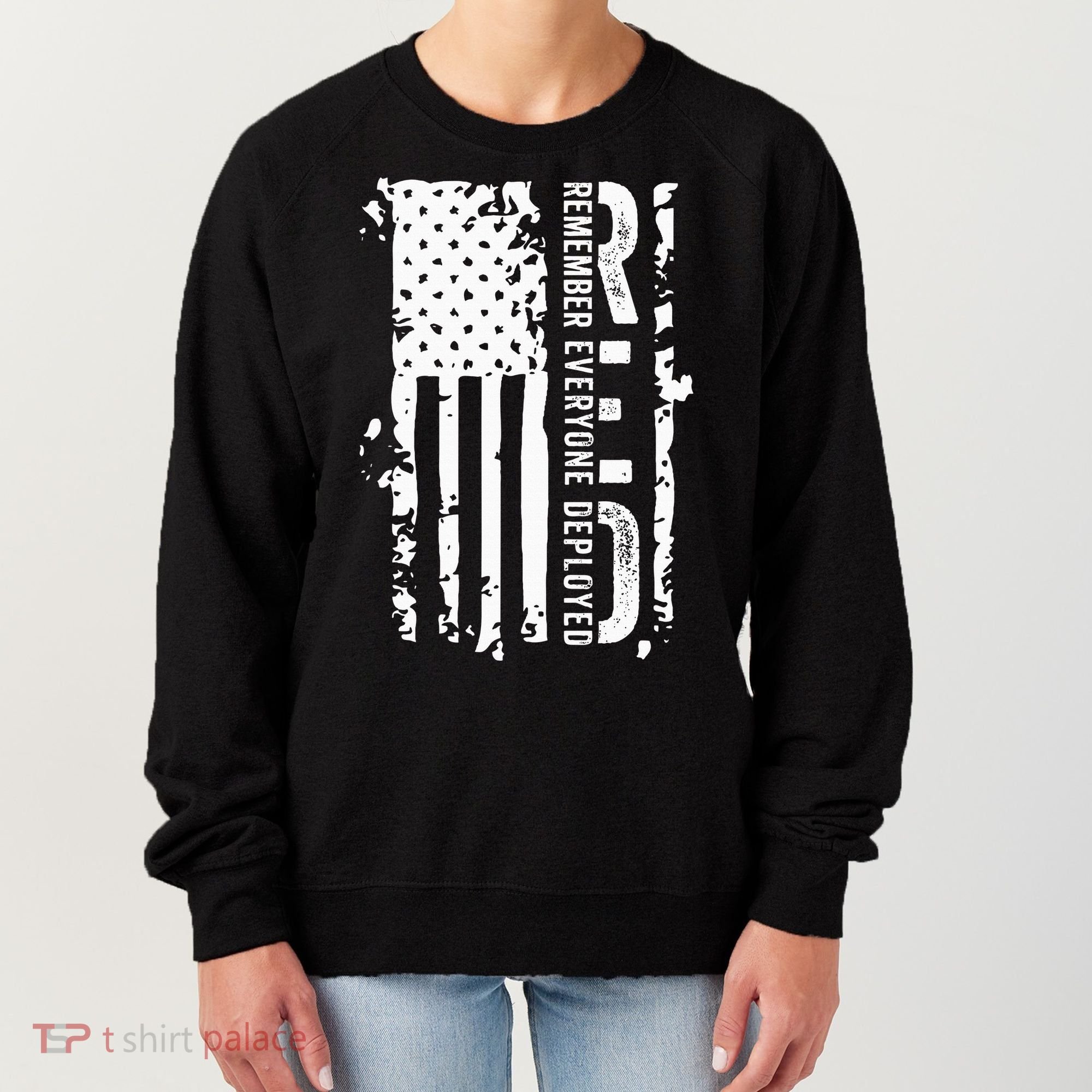 RED Remember Everyone Deployed Distressed Flag Women's Sweatshirt