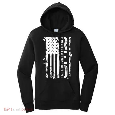 RED Remember Everyone Deployed Distressed Flag Women's Hoodie