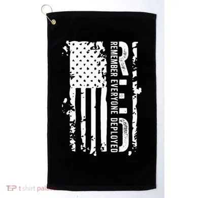 RED Remember Everyone Deployed Distressed Flag Golf Towel