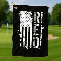 RED Remember Everyone Deployed Distressed Flag Golf Towel thumb 1