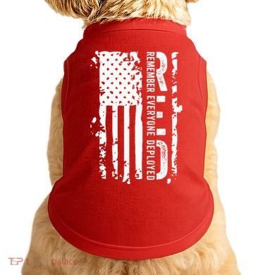 RED Remember Everyone Deployed Distressed Flag Doggie Tank