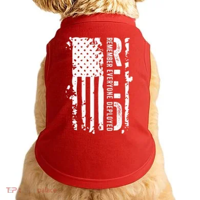 RED Remember Everyone Deployed Distressed Flag Doggie Tank