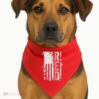 RED Remember Everyone Deployed Distressed Flag USA-Made Doggie Bandana thumb 1