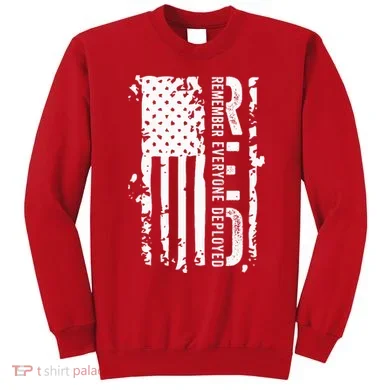 RED Remember Everyone Deployed Distressed Flag Sweatshirt