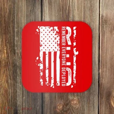 RED Remember Everyone Deployed Distressed Flag Coaster