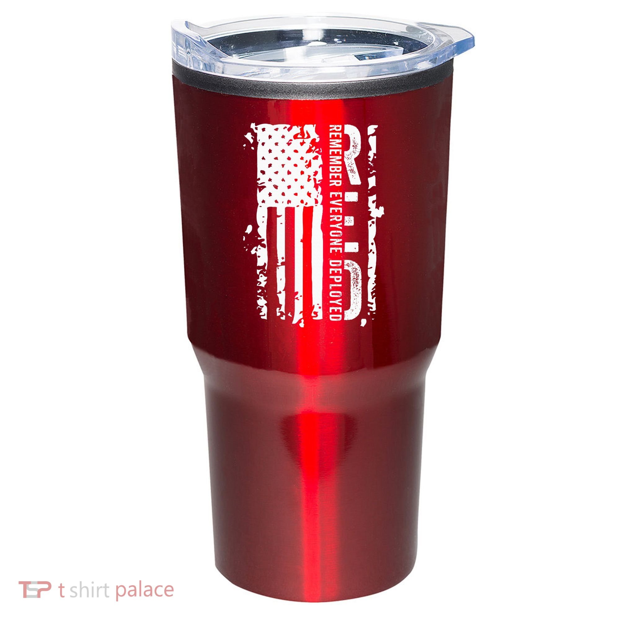 RED Remember Everyone Deployed Distressed Flag Tumbler