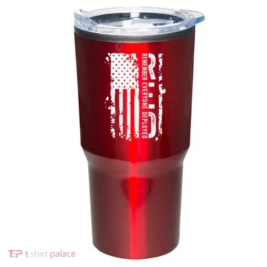 RED Remember Everyone Deployed Distressed Flag Tumbler