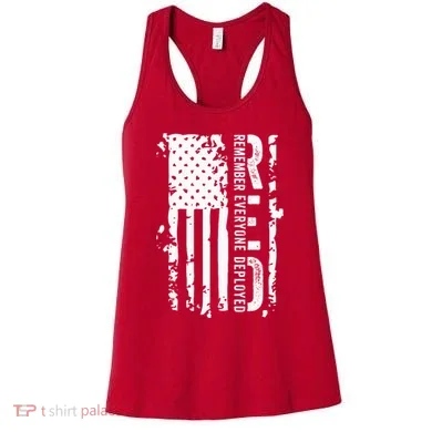 RED Remember Everyone Deployed Distressed Flag Women's Tank Top