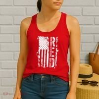 RED Remember Everyone Deployed Distressed Flag Women's Tank Top thumb 2