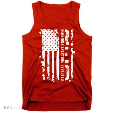 RED Remember Everyone Deployed Distressed Flag Tank Top