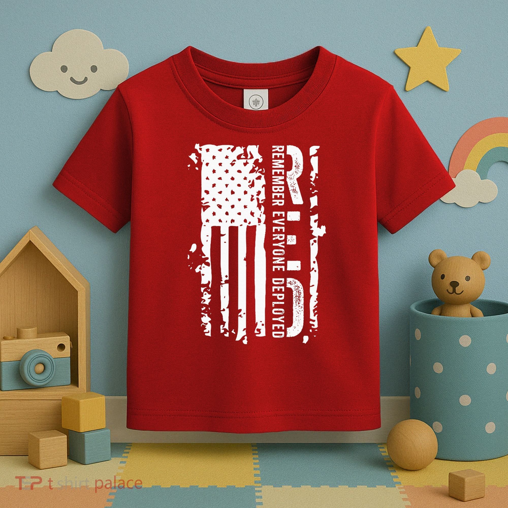 RED Remember Everyone Deployed Distressed Flag Toddler T-Shirt