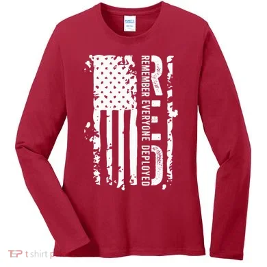 RED Remember Everyone Deployed Distressed Flag Women's Long Sleeve Shirt