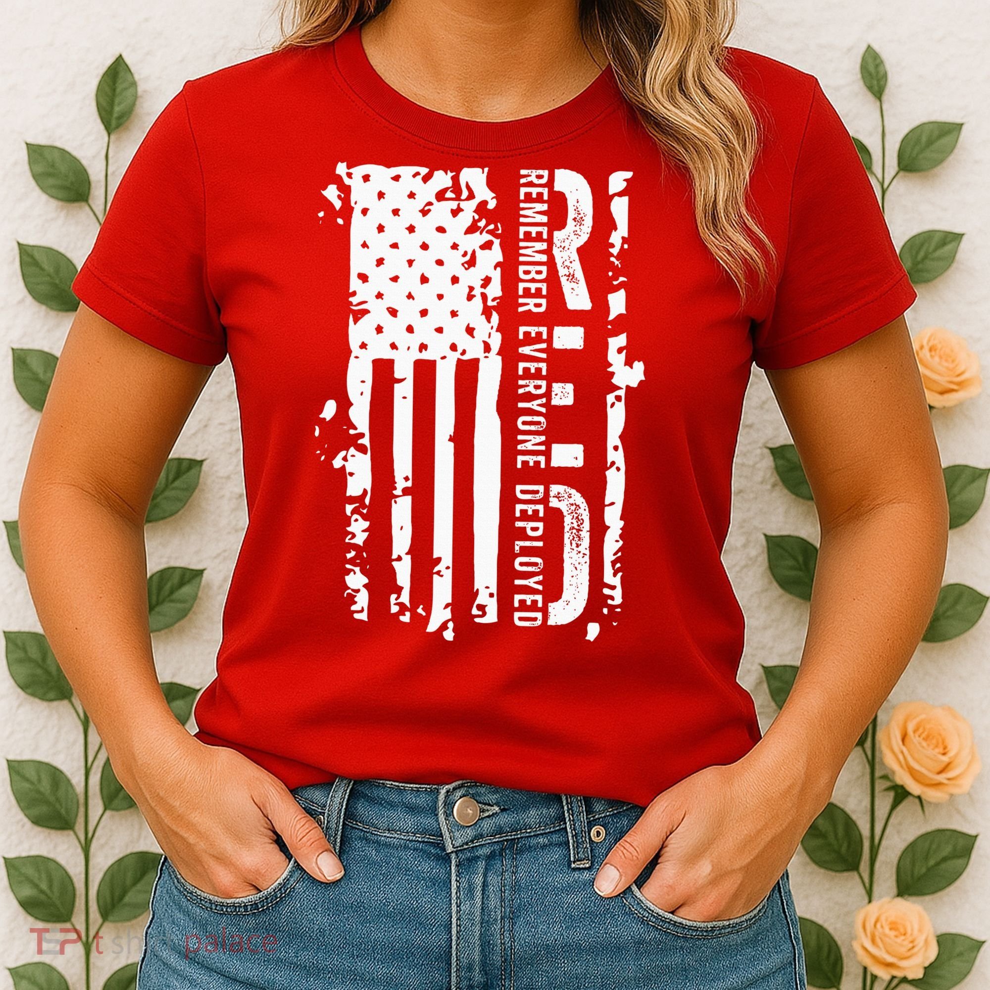 RED Remember Everyone Deployed Distressed Flag Women's T-Shirt