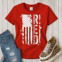 RED Remember Everyone Deployed Distressed Flag Women's T-Shirt thumb 3