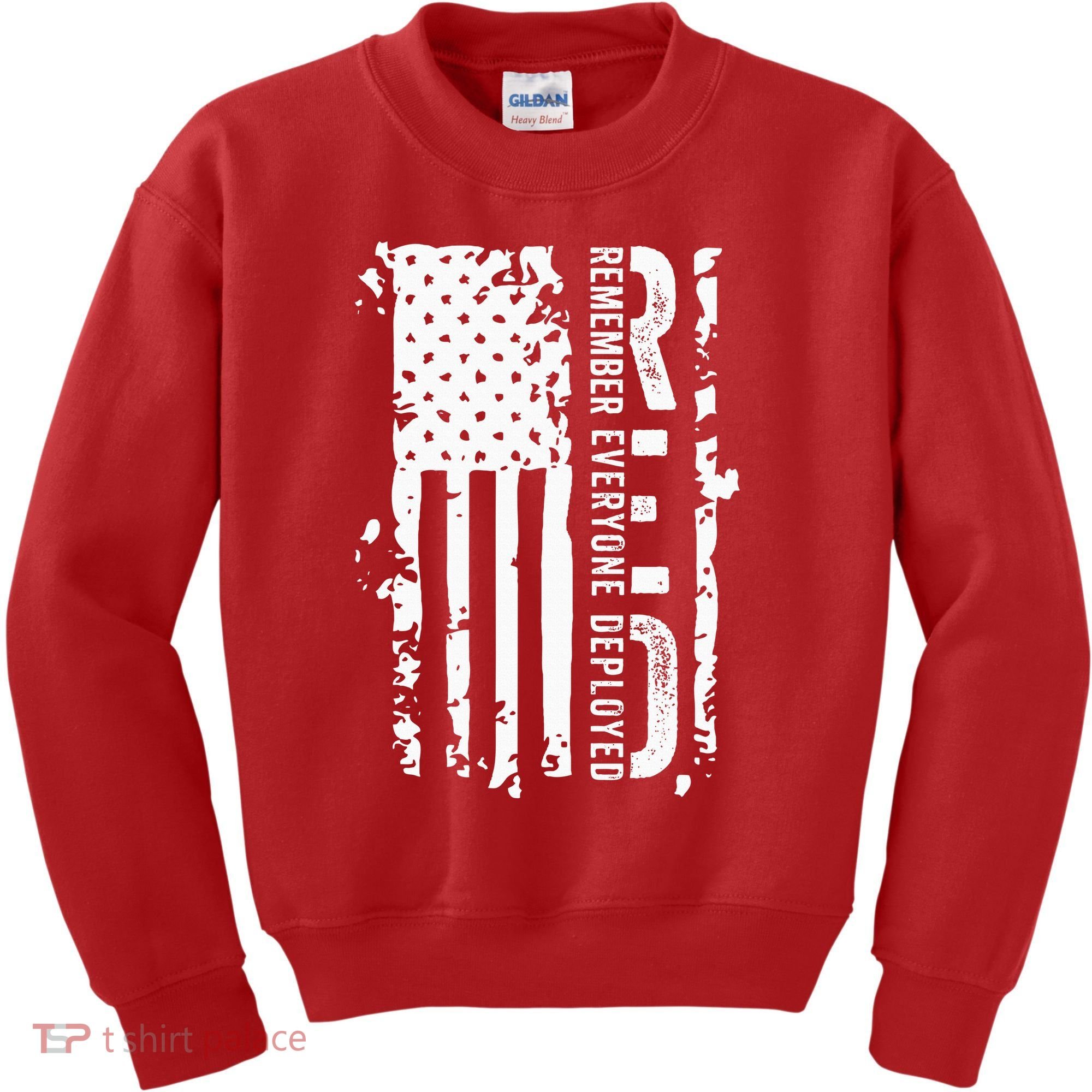RED Remember Everyone Deployed Distressed Flag Kids Sweatshirt