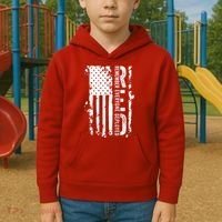 RED Remember Everyone Deployed Distressed Flag Kids Hoodie thumb 2