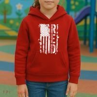 RED Remember Everyone Deployed Distressed Flag Kids Hoodie thumb 3