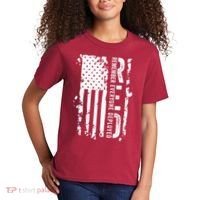 RED Remember Everyone Deployed Distressed Flag Kids T-Shirt thumb 2
