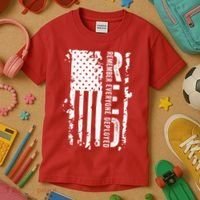 RED Remember Everyone Deployed Distressed Flag Kids T-Shirt thumb 3