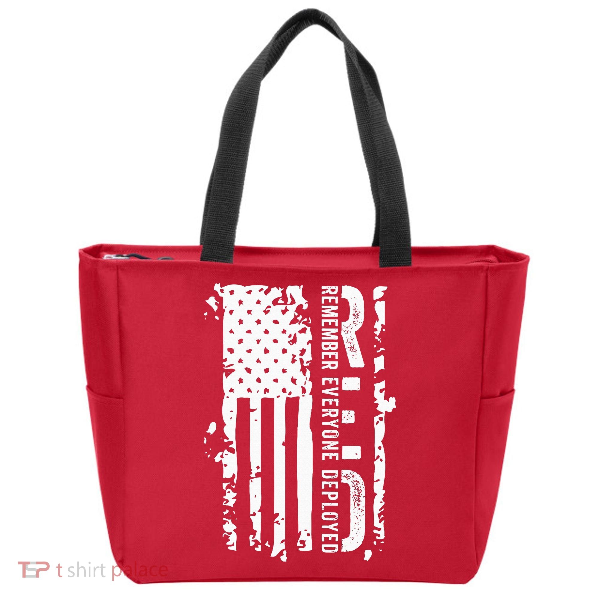 RED Remember Everyone Deployed Distressed Flag Tote Bag