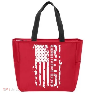 RED Remember Everyone Deployed Distressed Flag Tote Bag