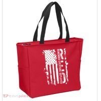 RED Remember Everyone Deployed Distressed Flag Tote Bag thumb 2