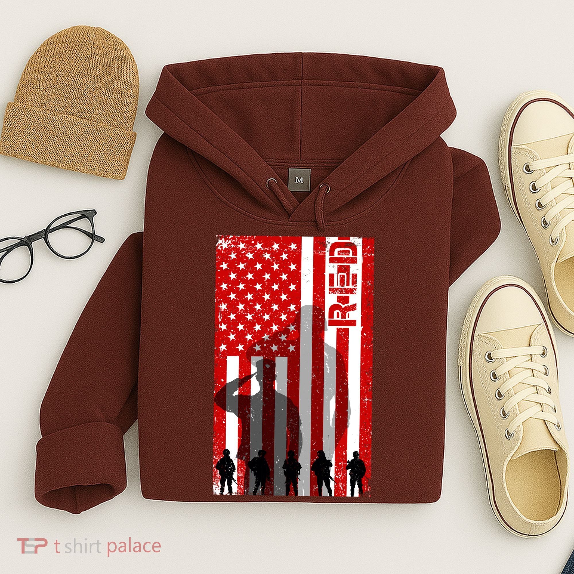 RED Remeber Everyone Deployed Support Military Troops Hoodie