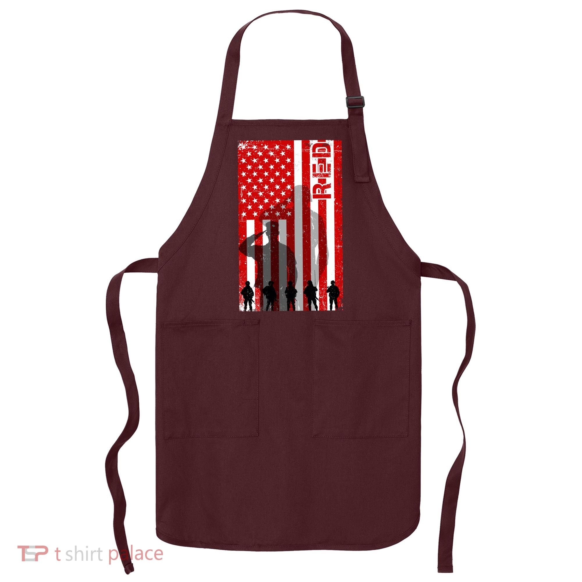 RED Remeber Everyone Deployed Support Military Troops Apron