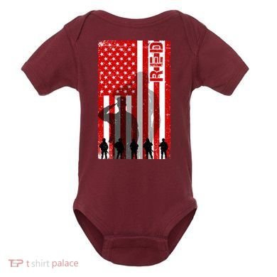 RED Remeber Everyone Deployed Support Military Troops Baby Bodysuit