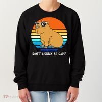 Retro Rodent Funny Capybara Dont Be Worry Be Capy Women's Sweatshirt thumb 0