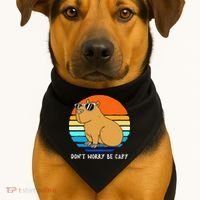 Retro Rodent Funny Capybara Dont Be Worry Be Capy USA-Made Doggie Bandana thumb 1